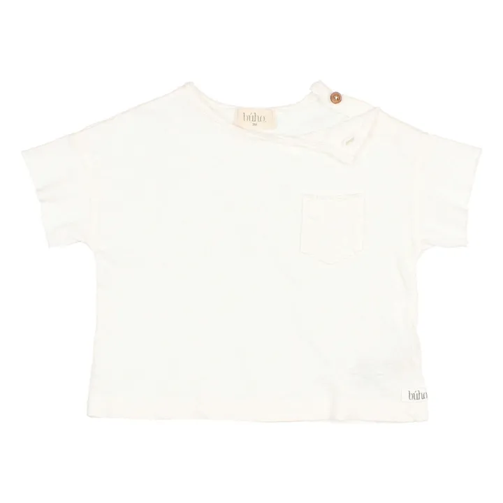 T-shirt a maniche corte in lino | Bianco- Immagine del prodotto n°4