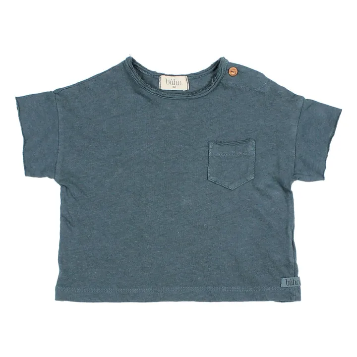 T-Shirt Kurzarm Leinen | Pfauenblau- Produktbild Nr. 0
