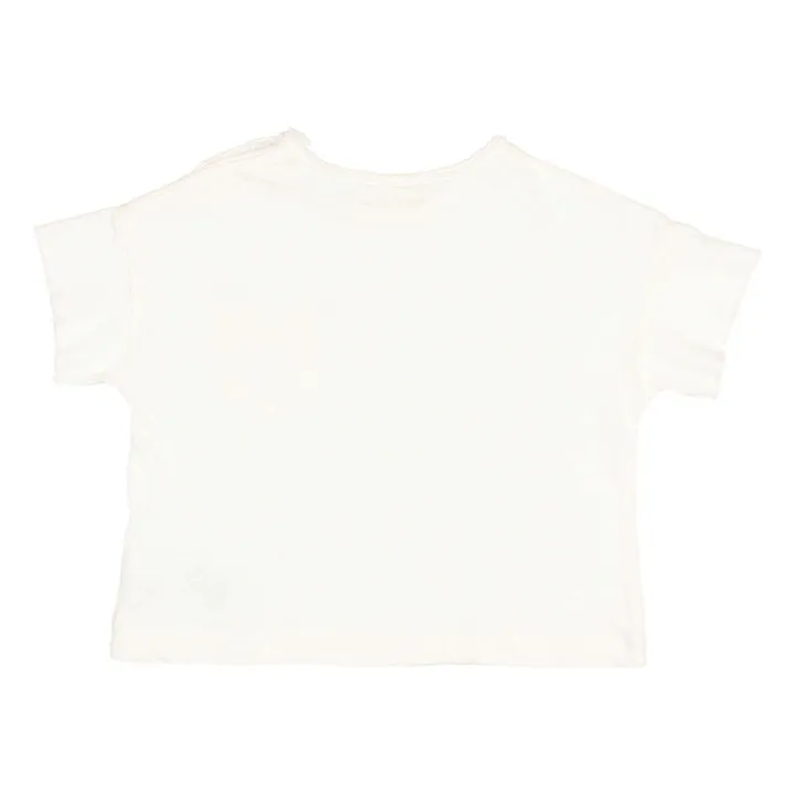 T-shirt a maniche corte in lino | Bianco- Immagine del prodotto n°3