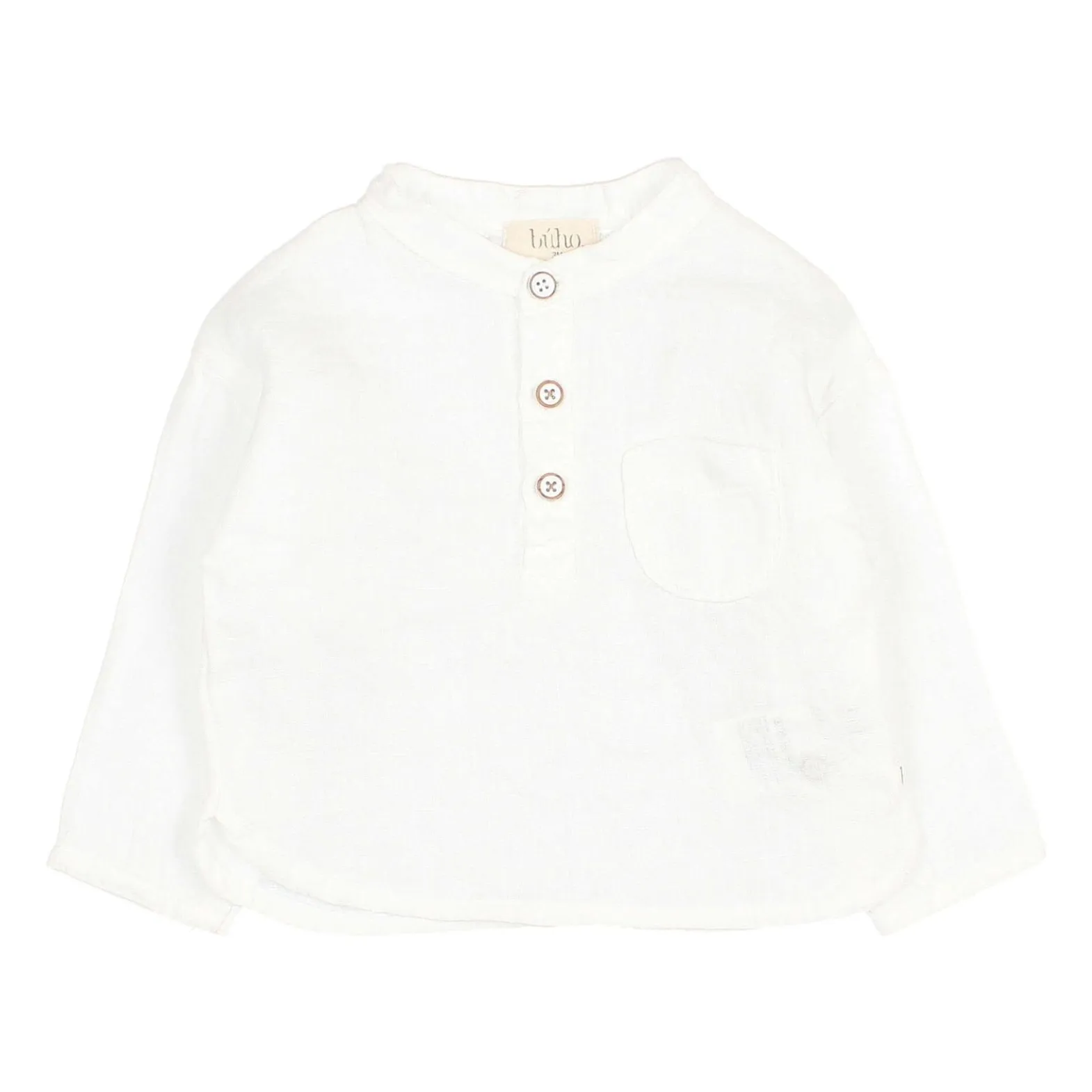 Búho - Chemise Bébé Kurta Manches Longues Lin 6 mois Blanc