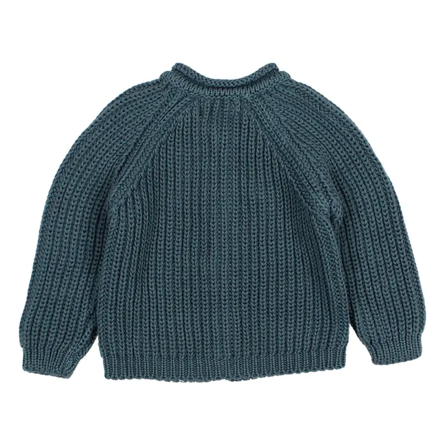 Baby-Strickjacke aus Bio-Baumwolle | Pfauenblau
