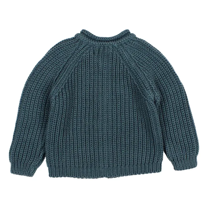 Cardigan da bambino in cotone biologico | Blu anatra- Immagine del prodotto n°1