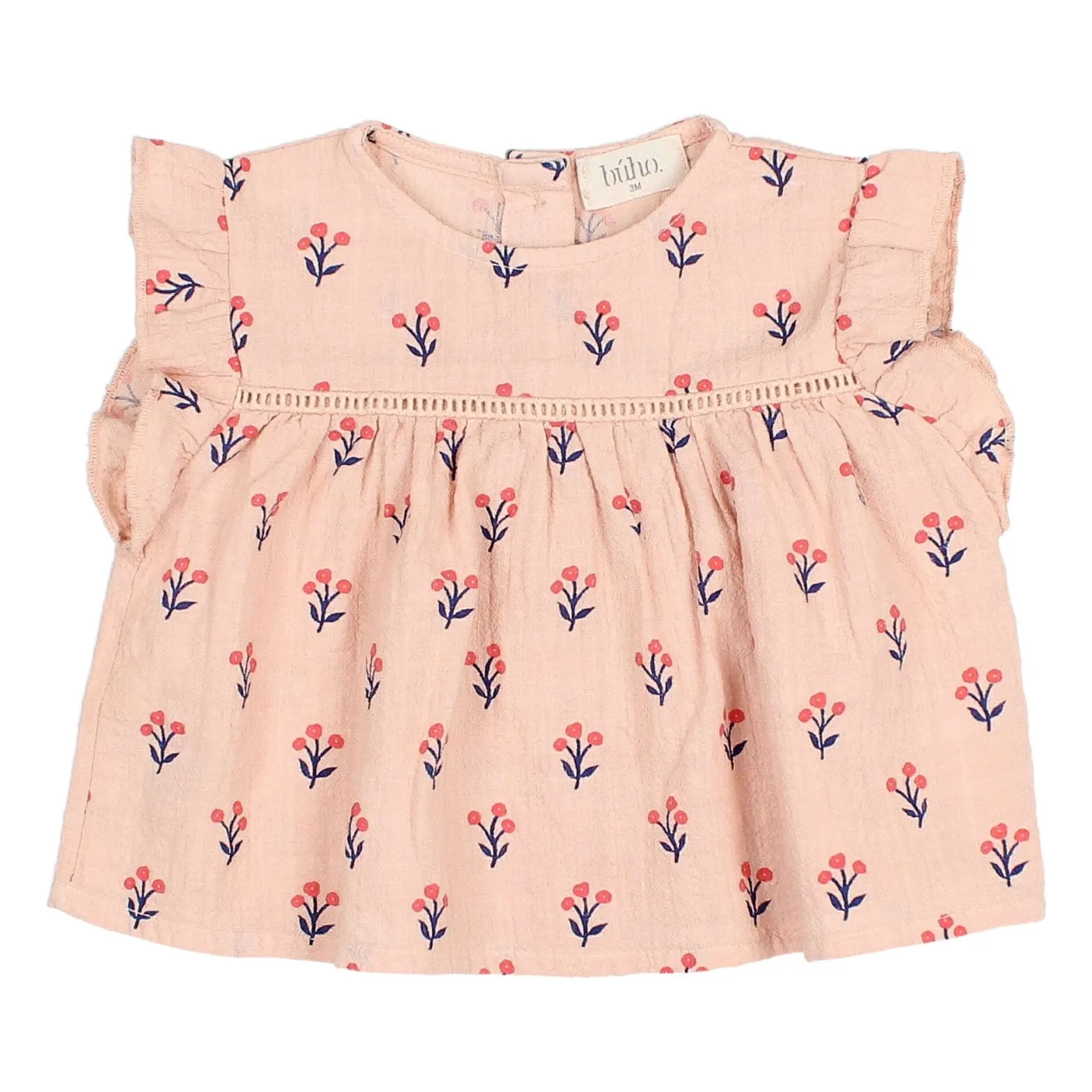 Búho Pale Pink Organic Cotton Baby Capri Blouse