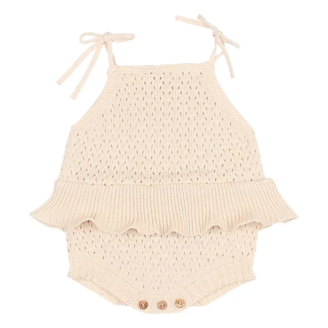 Barboteuse Girly Coton Bio | Ecru