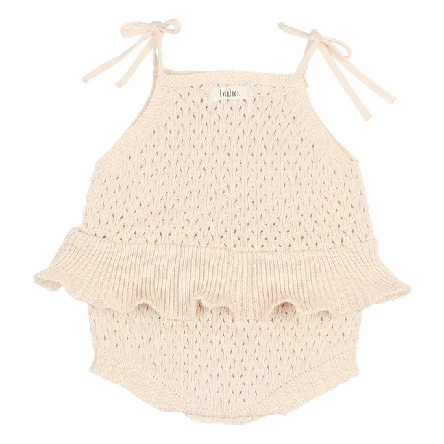 Barboteuse Girly Coton Bio | Ecru