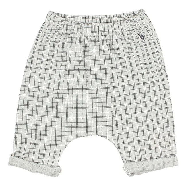 Mini Check organic cotton pants | Ecru