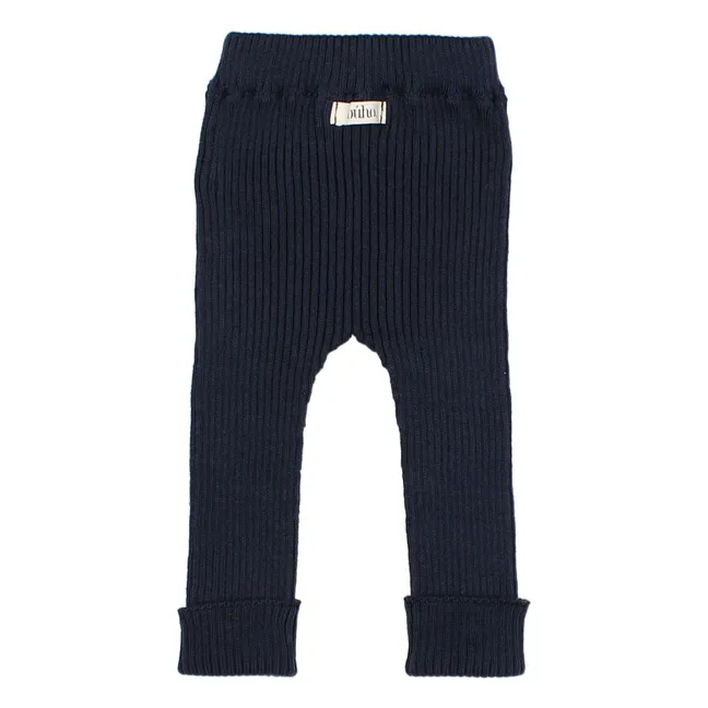Leggings de punto de algodón ecológico | Azul Noche