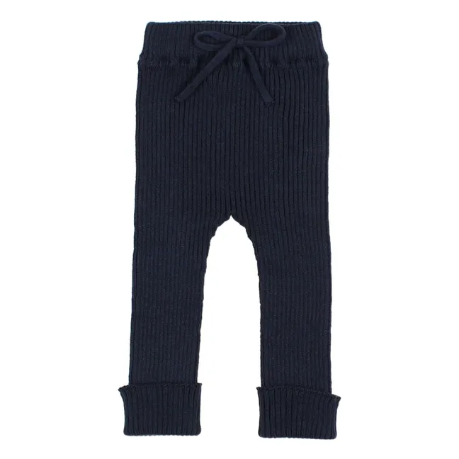 Leggings de punto de algodón ecológico | Azul Noche