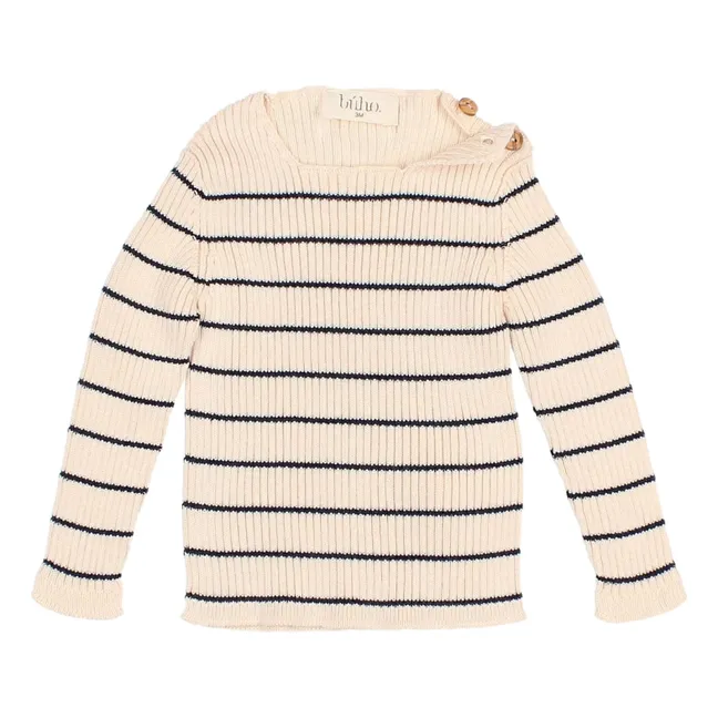 Pull Rayures Coton Bio | Ecru