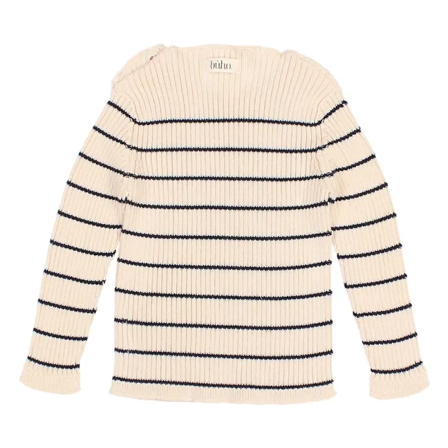 Pull Rayures Coton Bio | Ecru