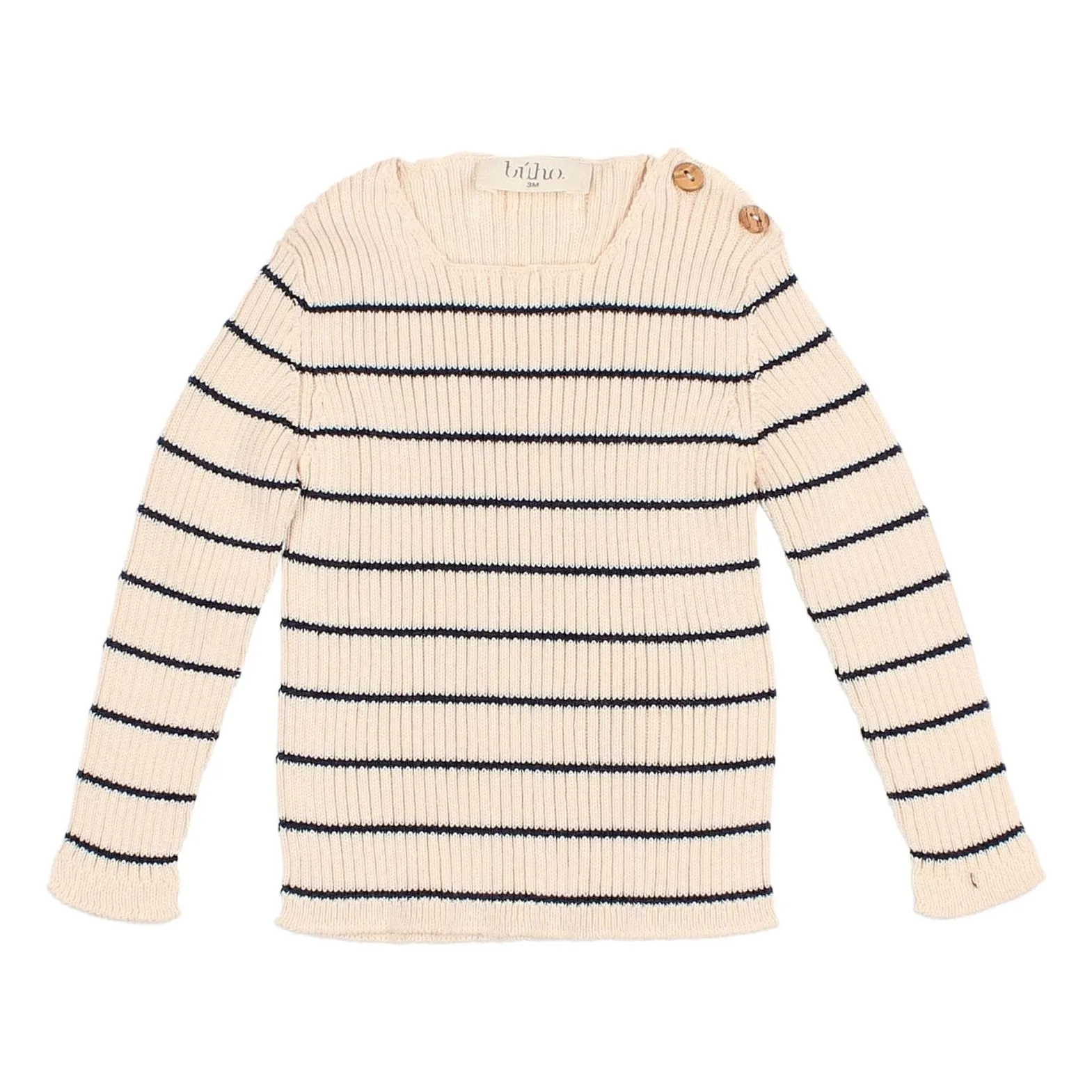 Búho Ecru Stripes Organic Cotton Sweater