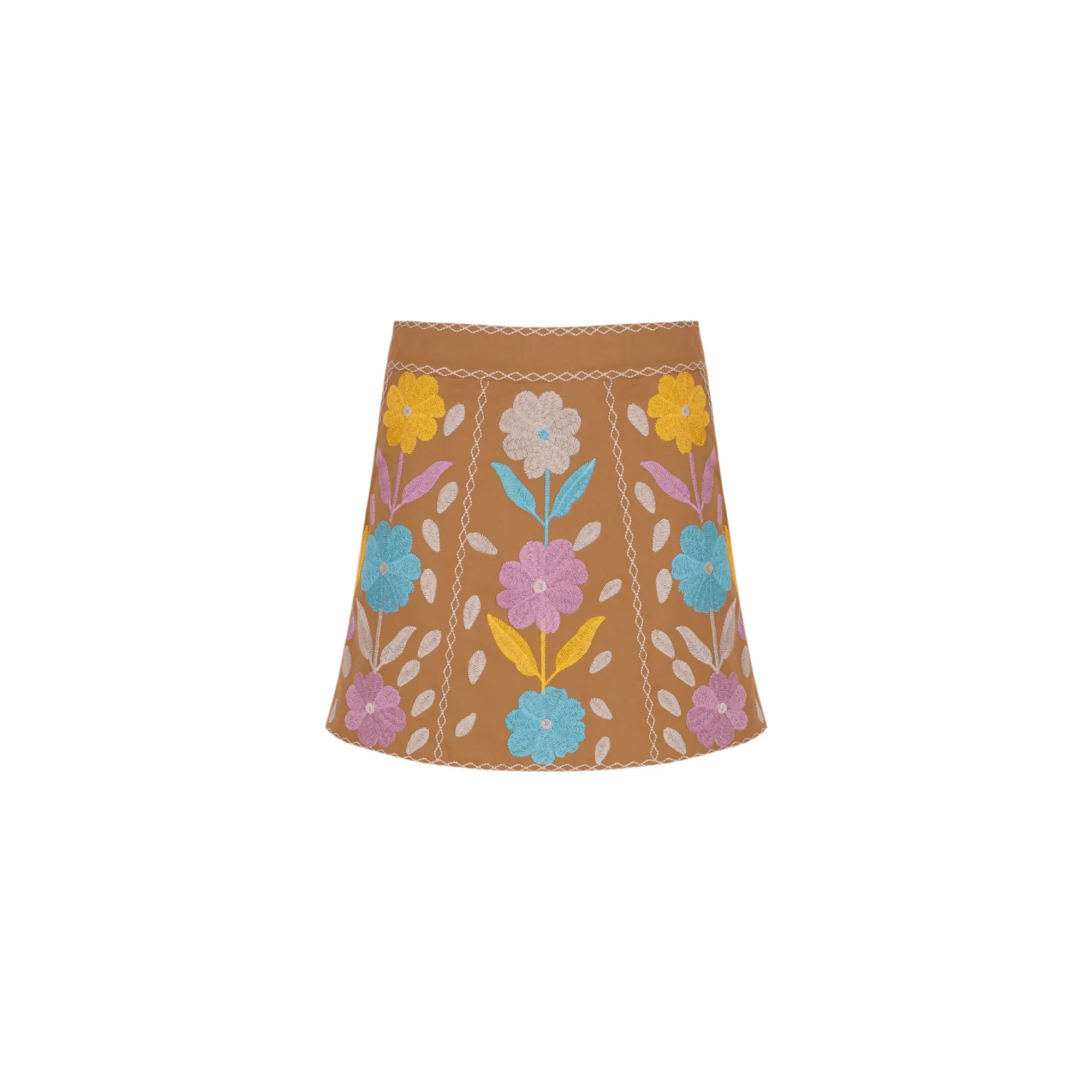 Antik Batik Camel Tady Embroidered Skirt