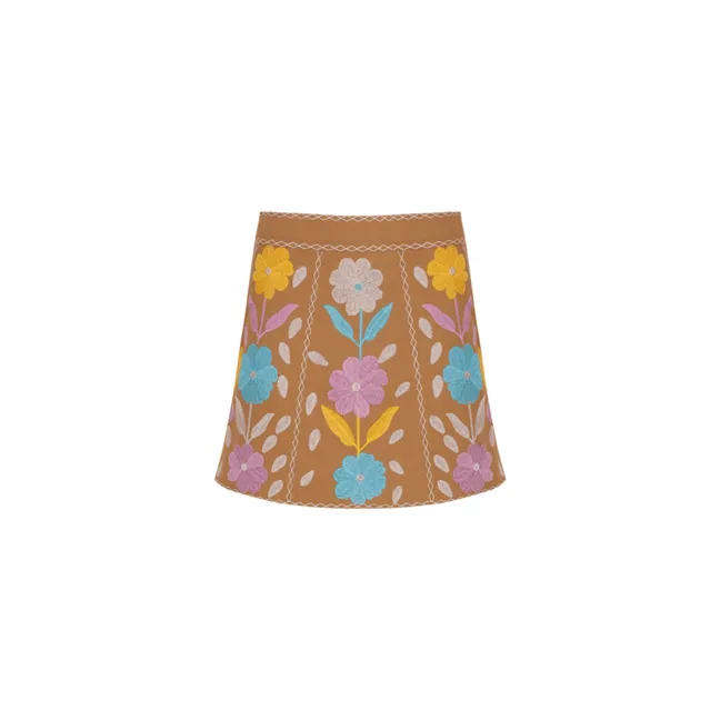 Tady Embroidered Skirt | Camel