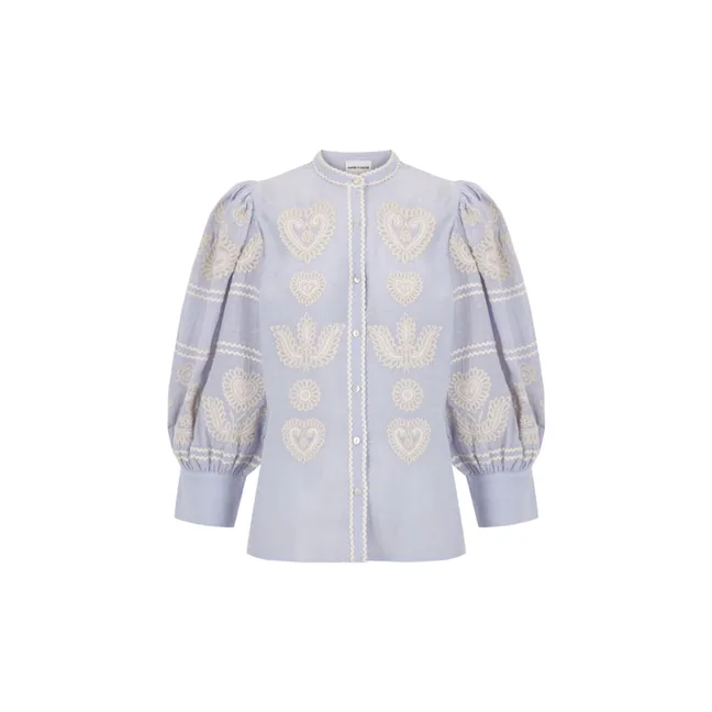 Rony Embroidered Blouse | Light blue
