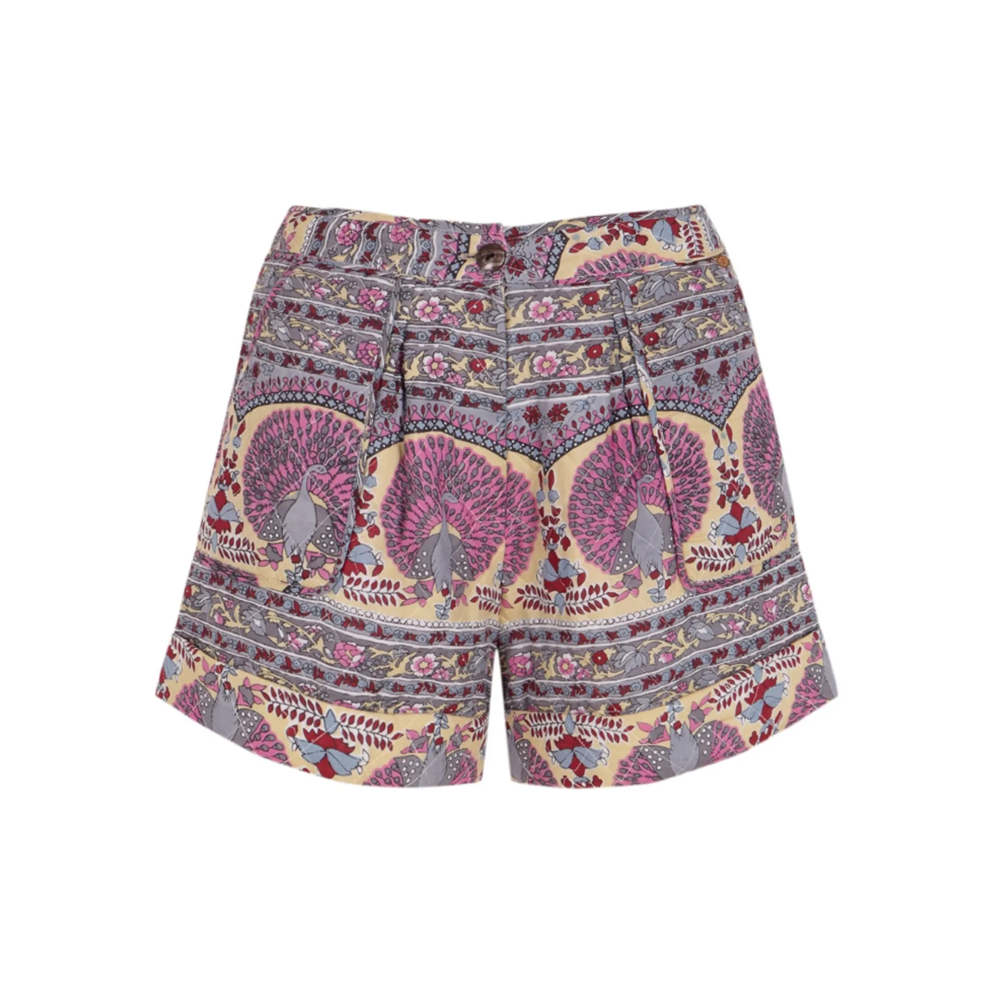 Antik Batik Yellow Tala Cotton Voile Quilted Shorts