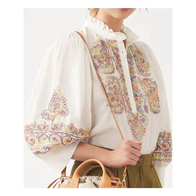 Neil Blouse Embroidered Double Gauze | Cream