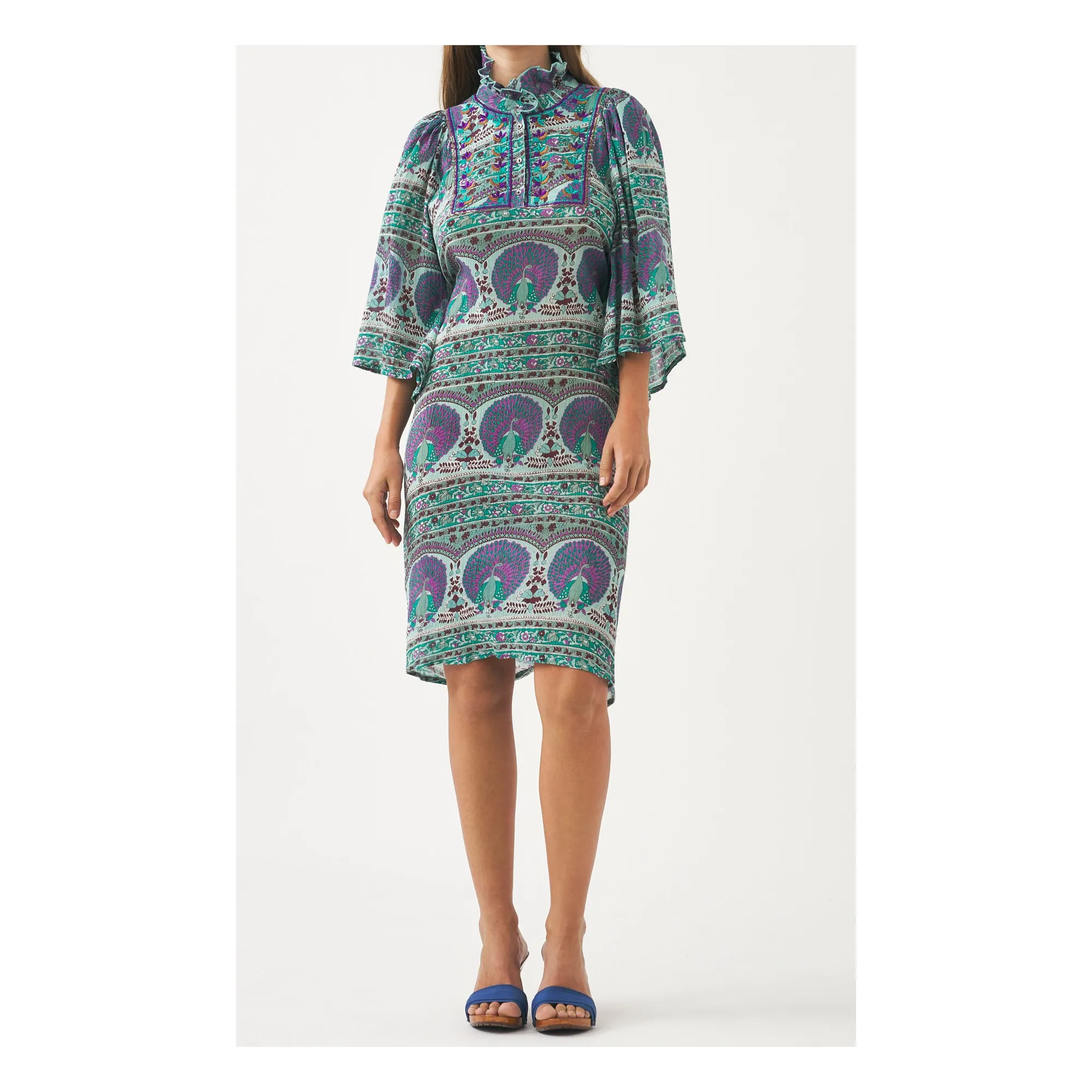 Antik Batik Aqua Tala Cotton Voile Mini Dress