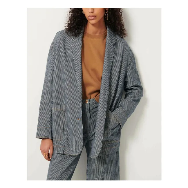 Veste Trani Rayures Coton Bio | Bleu marine