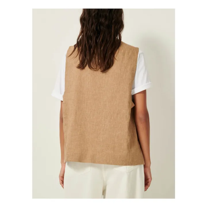 Chaqueta sin mangas Marcello de lino | Camel- Imagen del producto n°5