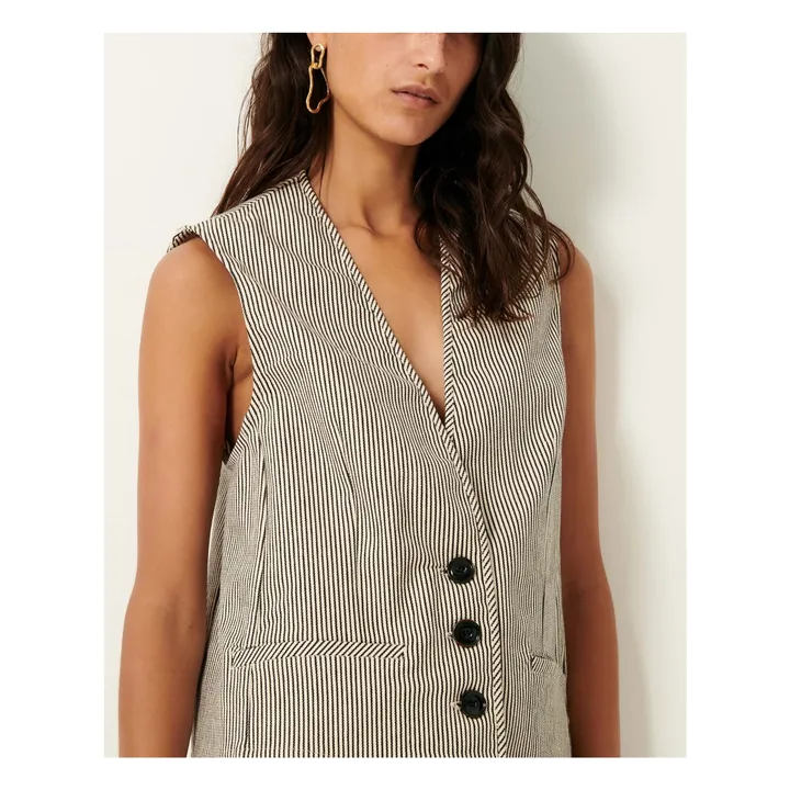 Veste Sans Manches Roberto Rayures | Noir- Image produit n°1