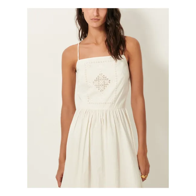 Vestido bordado Riverini | Crudo