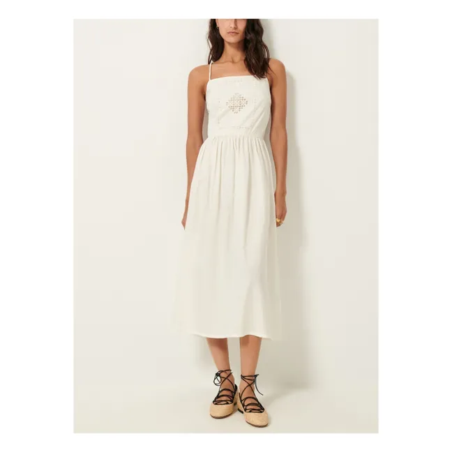 Vestido bordado Riverini | Crudo