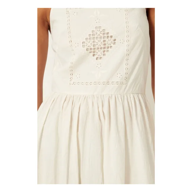 Vestido bordado Riverini | Crudo