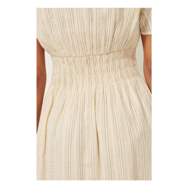 Kleid Galaposa Streifen Metallic | Seidenfarben
