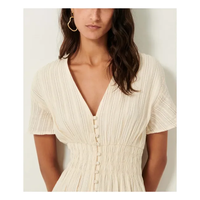 Robe Galaposa Rayures Métallisée | Ecru