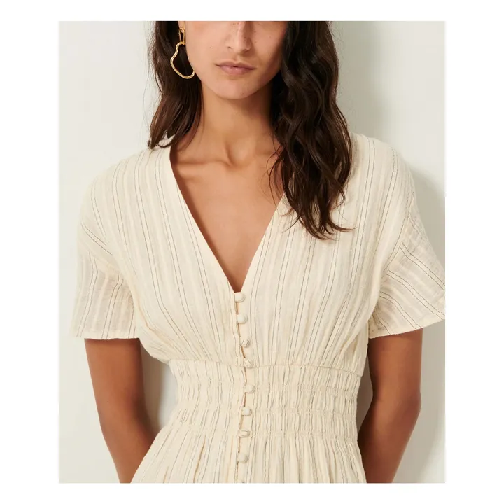Robe Galaposa Rayures Métallisée | Ecru- Image produit n°5