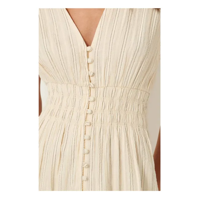 Kleid Galaposa Streifen Metallic | Seidenfarben