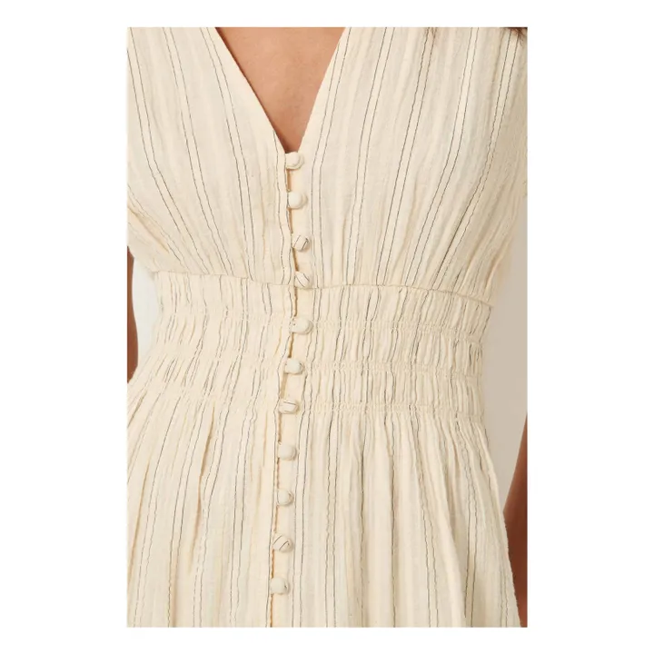 Robe Galaposa Rayures Métallisée | Ecru- Image produit n°6