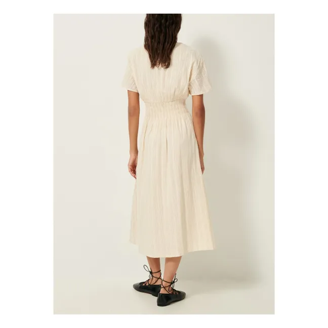 Kleid Galaposa Streifen Metallic | Seidenfarben
