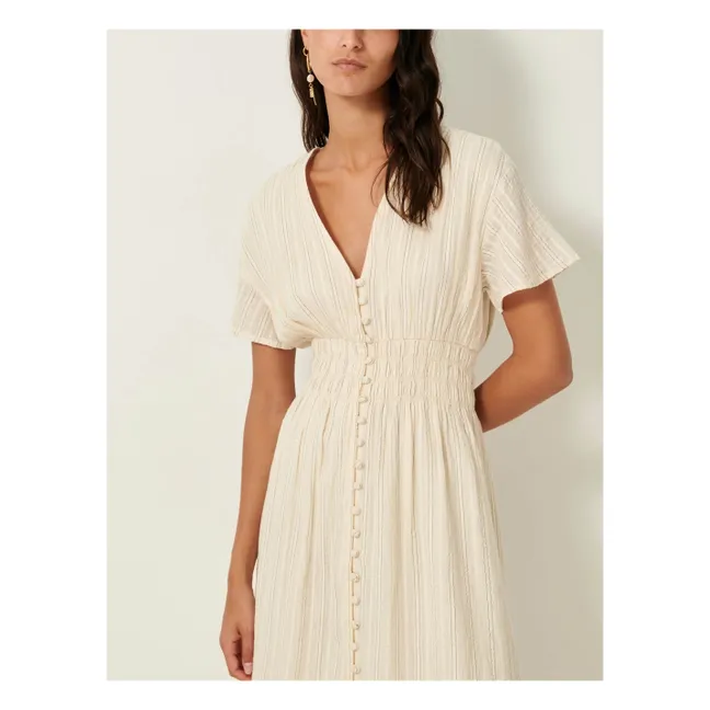 Kleid Galaposa Streifen Metallic | Seidenfarben
