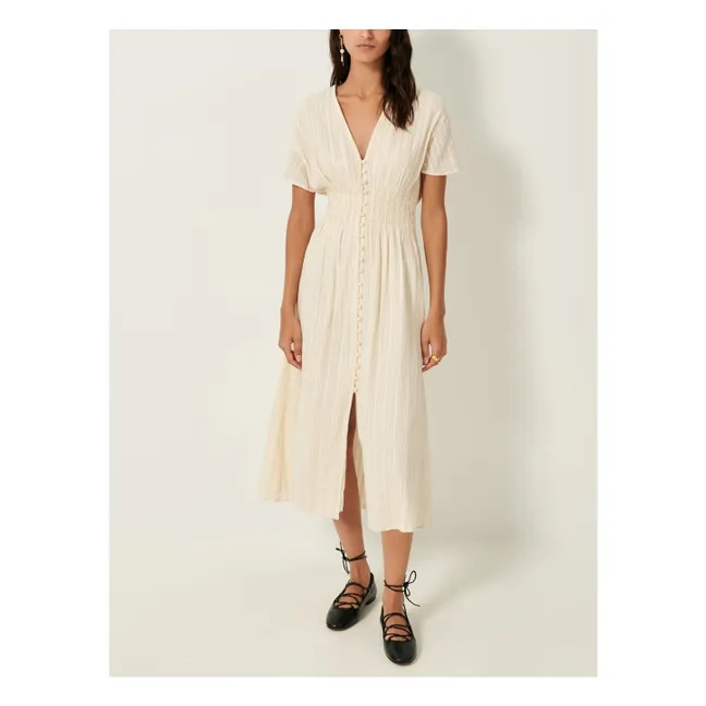 Kleid Galaposa Streifen Metallic | Seidenfarben