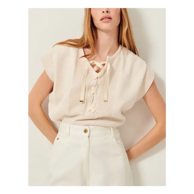Pull Sans Manches Odyssée Coton Bio | Ecru