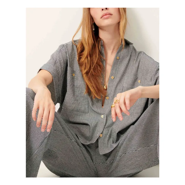 Chemise Della Rayures | Bleu gris- Image produit n°4
