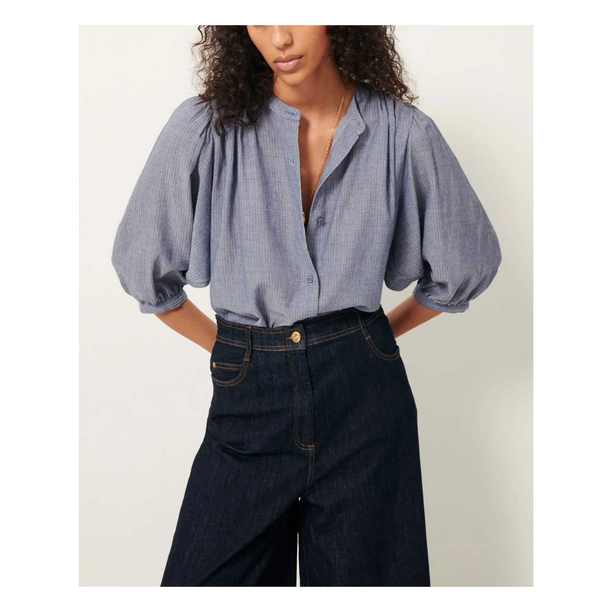 Blouse A View Rayures | Bleu- Image produit n°1