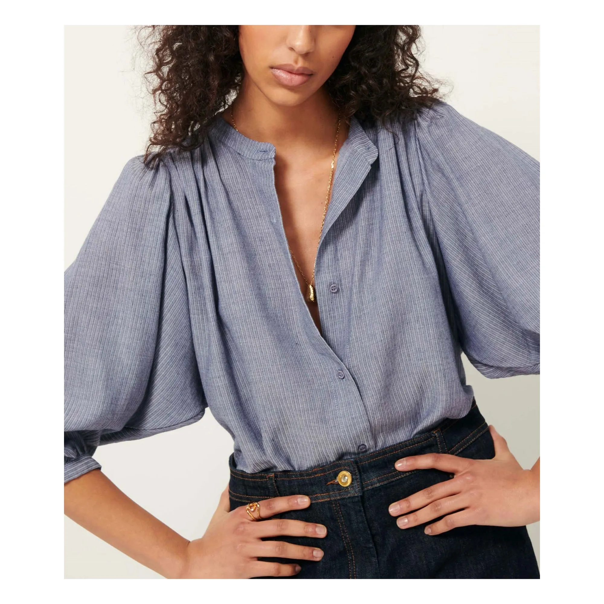 Blouse A View Rayures | Bleu- Image produit n°2