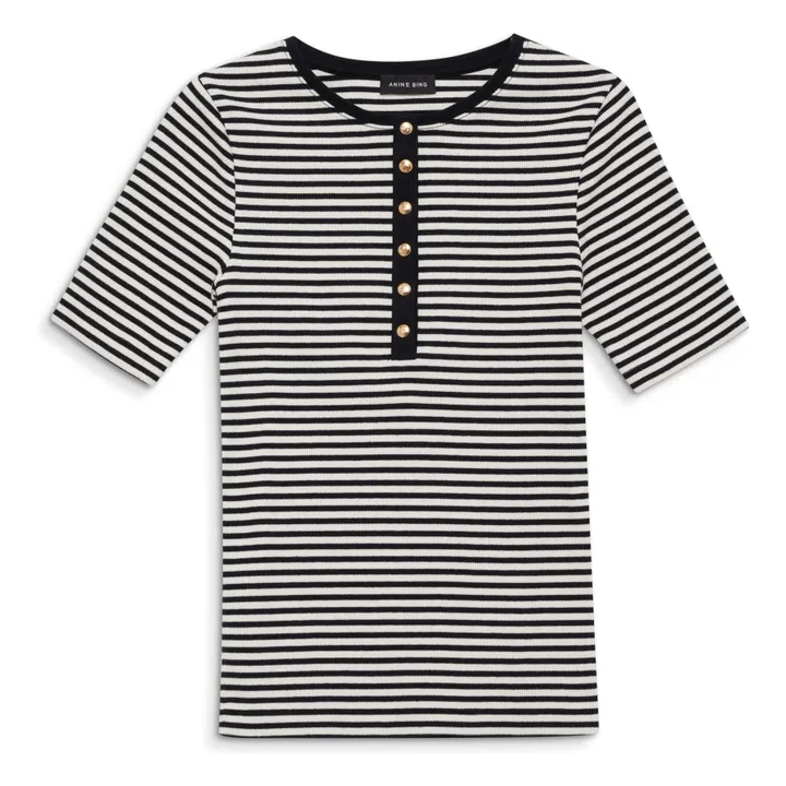 T-shirt Alessia Rayures | Noir- Image produit n°0