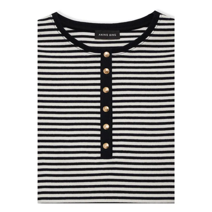 T-shirt Alessia Rayures | Noir- Image produit n°3