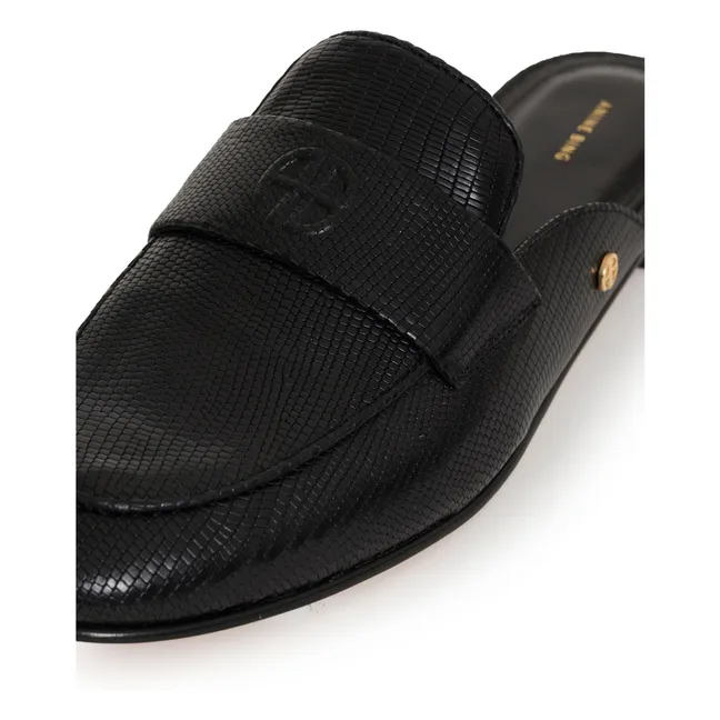 Corrine Mules Piel repujada | Negro