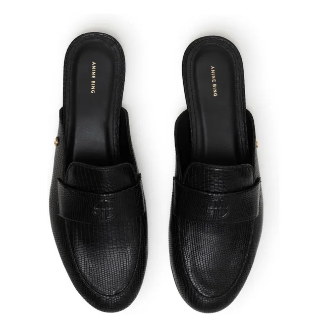 Corrine Mules Piel repujada | Negro