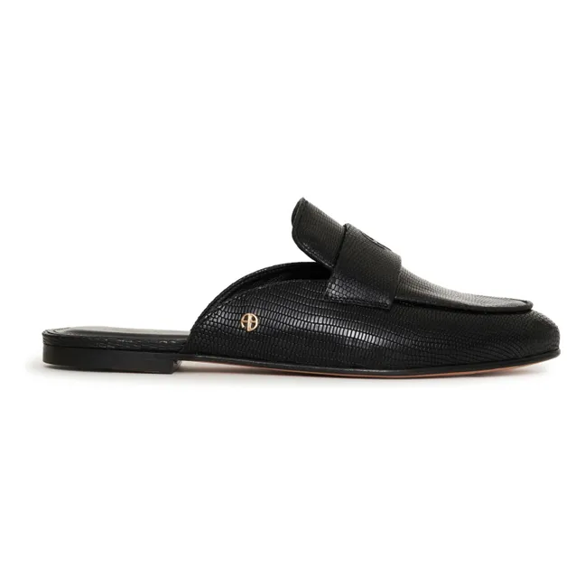 Corrine Mules Piel repujada | Negro