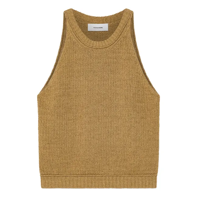 Tanktop aus Baumwolle und Leinen | Tabak