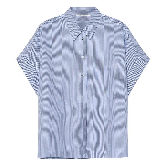 Cotton Poplin Stripe Shirt | Blue