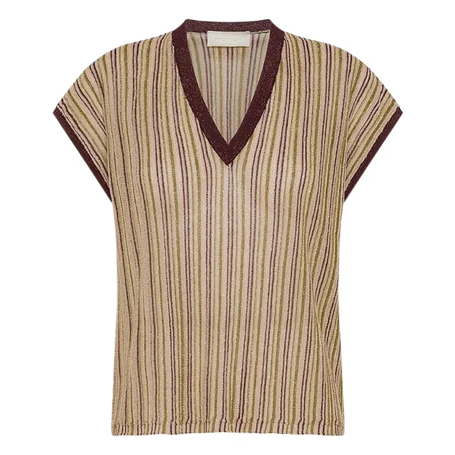 Maglia senza maniche con strisce metalliche | Rosa