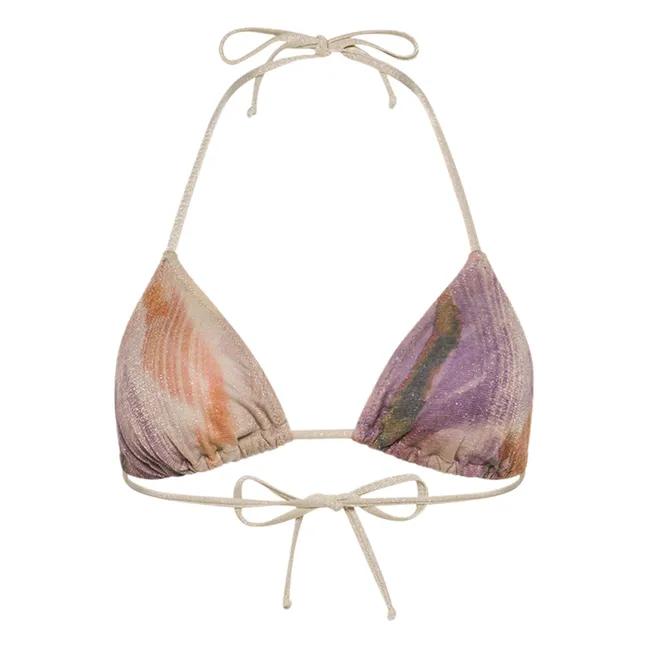 Marinefarbenes Trikot-Top mit Metallic-Print | Blau