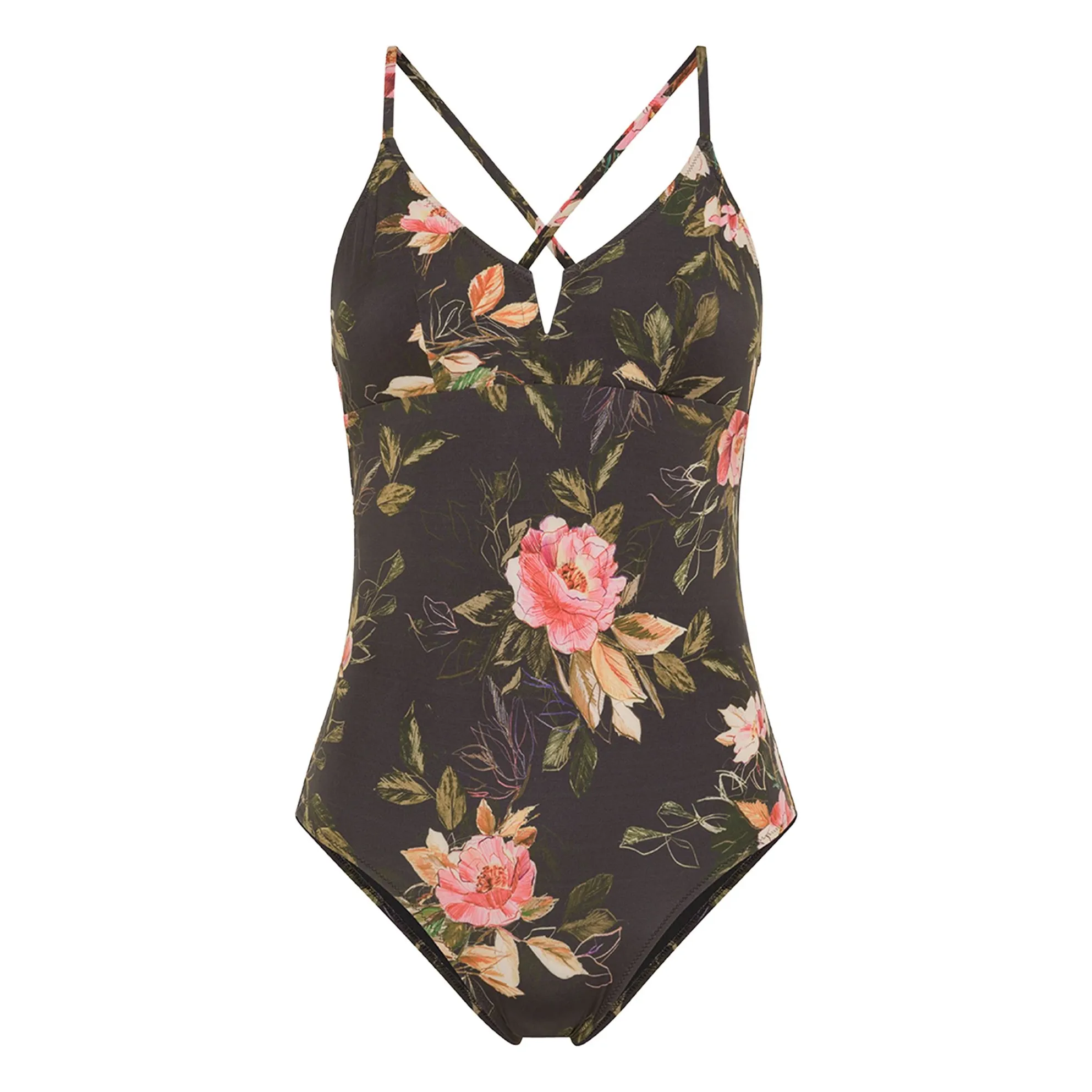 Momoni Black Coral Spring Printed 1-Piece Swimsuit