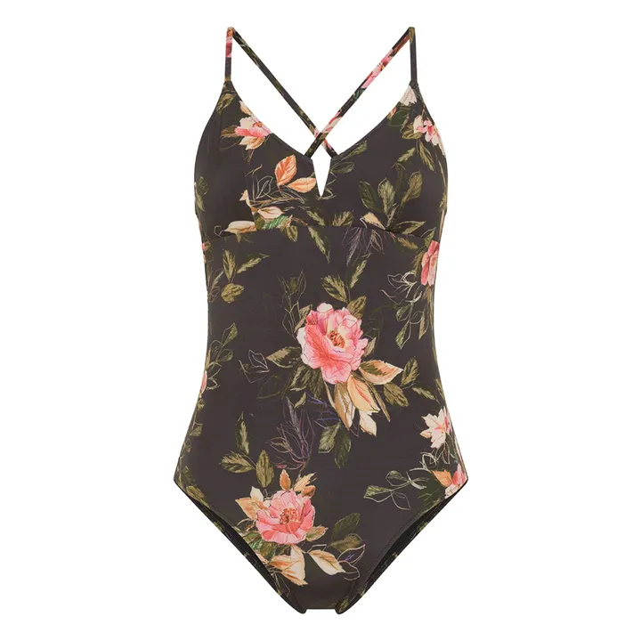 Bañador de una pieza con estampado Coral Spring | Negro- Imagen del producto n°0